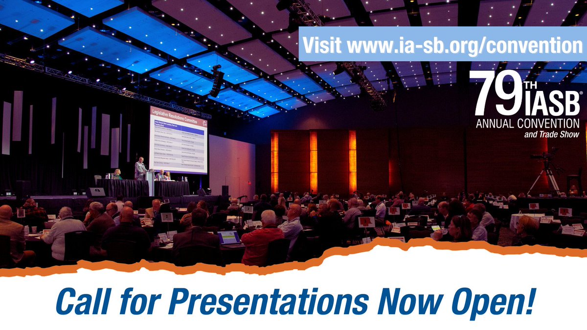 Want to make your mark on IASB's 79th Annual Convention? Share your knowledge and experience with attendees by presenting an education session! Deadline to submit is June 3, 2024. Check out the presentation criteria and submit your proposal today: ia-sb.org/convention #IASB79