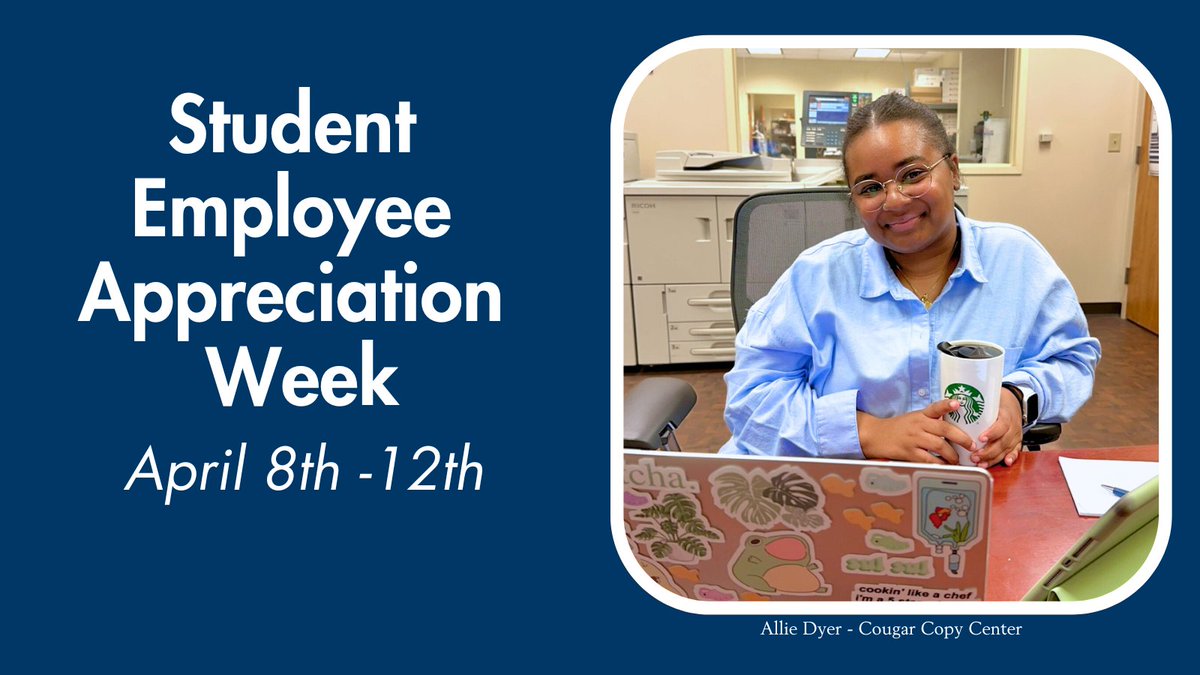 🤝#StudentWorkerAppreciationWeek is April 8-12! 💡Highlight your student workers' accomplishments by reposting with an encouraging note to them, including their name and from which department they work in!