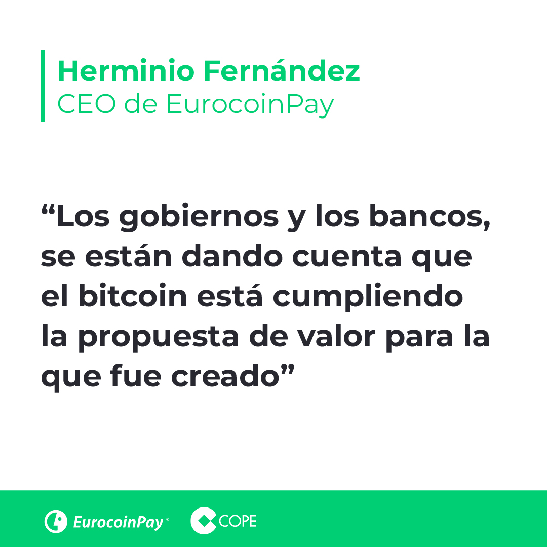 ¿Cómo se explican los máximos históricos del #bitcoin? 📈
Nuestro #CEO, Herminio Fernández, nos aclara en #LaLinterna de @COPE que los bitcoins están cumpliendo la propuesta de valor para la que fueron creados. Afirma que 'está creciendo en todo el mundo como medio de pago'. ⬆️