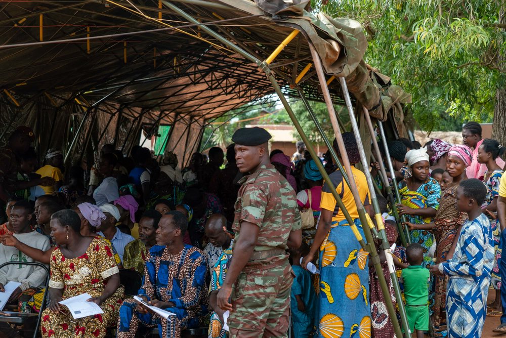 Patients wait to be screened for medical care during a Medical Civic Action Program in Cana, Benin. #SOFinAfrica regularly engage in MEDCAPs to work alongside #AfricanPartners & provide medical care to remote communities, bolstering regional trust & security.