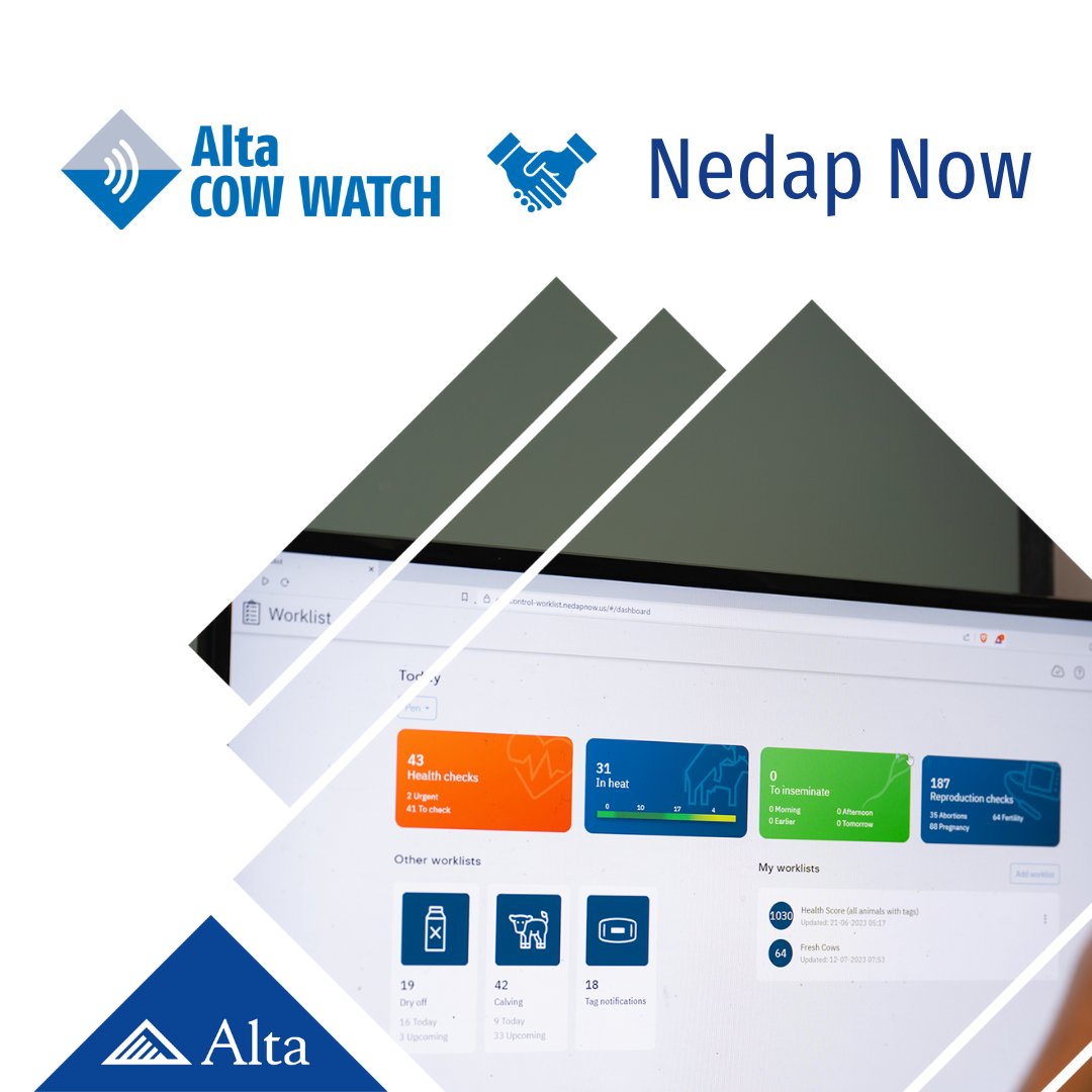 When you install Alta COW WATCH – you get access to Nedap Now, Nedap’s cloud-based software platform. Nedap Now unlocks new possibilities in cow and herd management.

Follow this link to learn more about what Nedap Now is and the benefits: hubs.ly/Q02qQDYs0