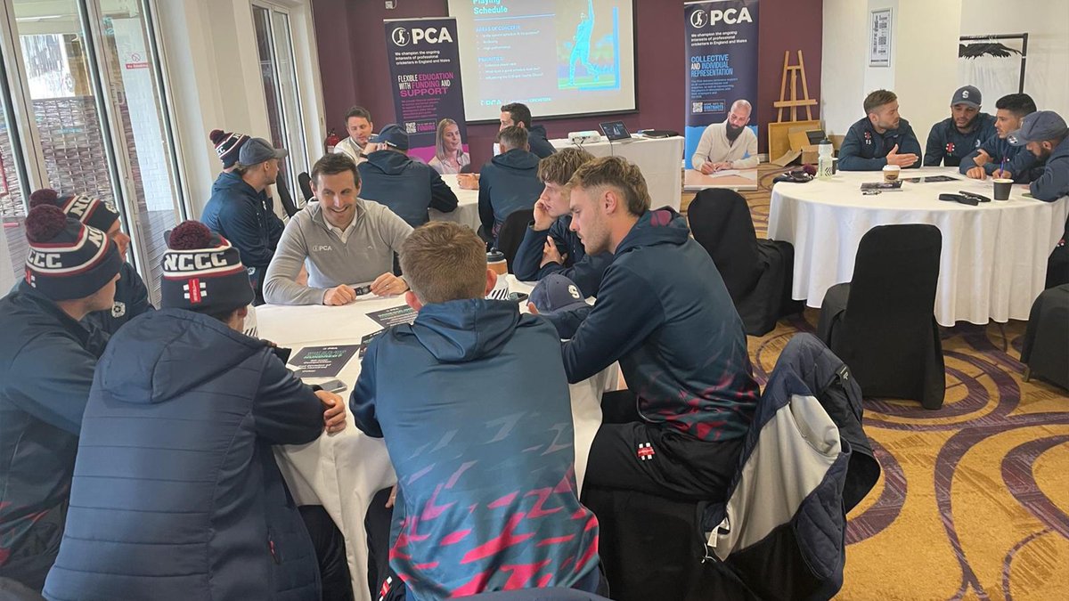 Just like that, our men's pre-season meetings are complete ✔️ Fantastic to finish our tour of the counties with PCA Rep @RobKeogh91 & the team at @NorthantsCCC 👋