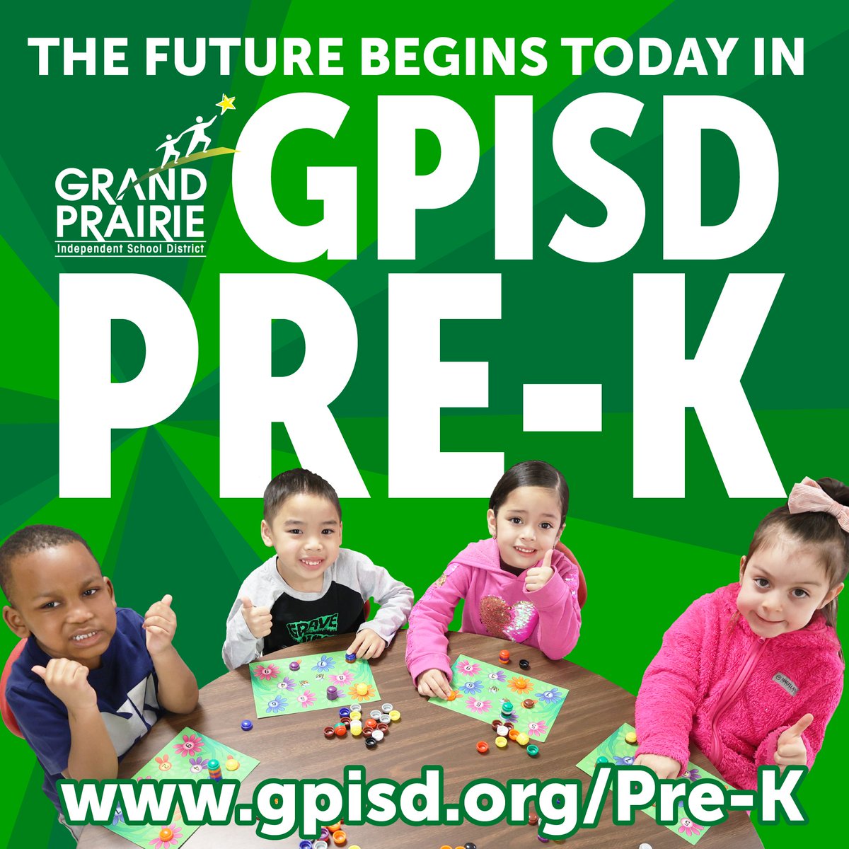 Discover a love for learning in GPISD Pre-K! If your child turns 3 or 4 years old by September 1, it’s time to begin the new student Pre-K registration process for the 2024-2025 school year Visit gpisd.org/Pre-K to learn more about the application and enrollment process.