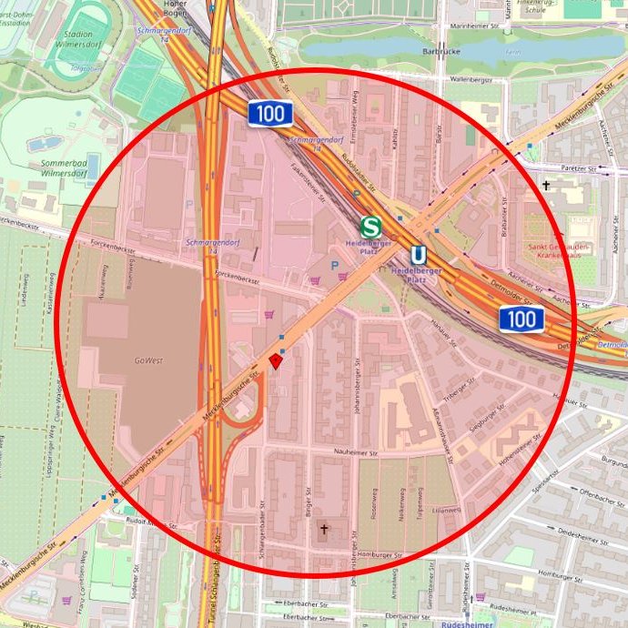 1/2
Bei Bauarbeiten in der Mecklenburgischen Str. in #Schmargendorf wurde eine #Weltkriegsbombe gefunden, die morgen vor Ort entschärft wird. Es wird ein #Sperrkreis von 500m eingerichtet. Bitte verlassen Sie zu Ihrer eigenen Sicherheit diesen Bereich bis morgen 9:30 Uhr!