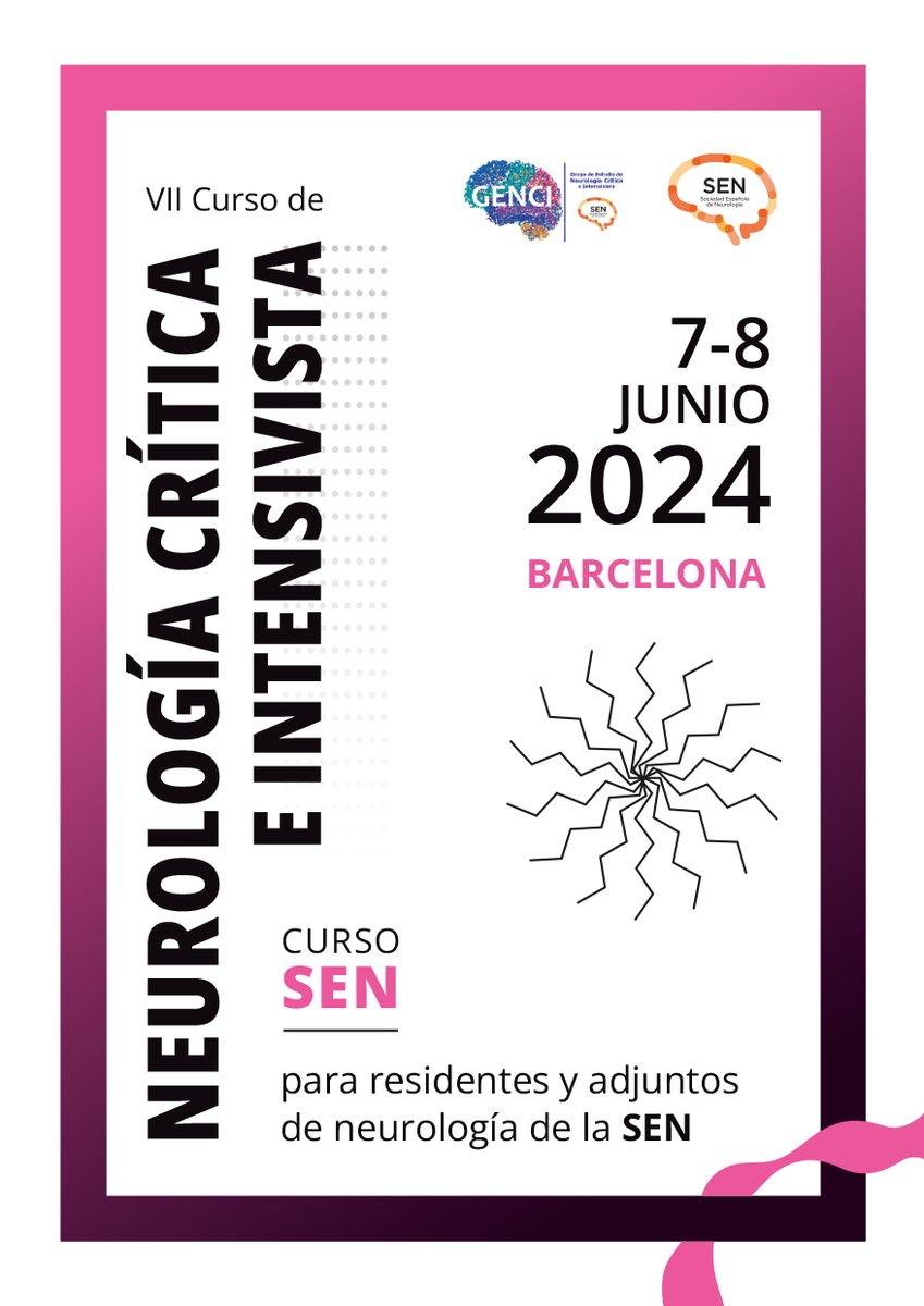 SEN (@seneurologia) on Twitter photo El VII Curso de Neurología Crítica e Intensivista de la SEN se realizará en Barcelona del 7 al 8 de junio de 2024. Inscripciones hasta el 30 de abril. 
Más info en sen.es/noticias-y-act… 
#Neurologia El VII Curso de Neurología Crítica e Intensivista de la SEN se realizará en Barcelona del 7 al 8 de junio de 2024. Inscripciones hasta el 30 de abril. 
Más info en sen.es/noticias-y-act… 
#Neurologia