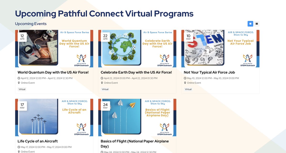 Sign Up for these virtual programs with the US Air Force happening in April and May ! Introduce your classroom to the Air Force sign up here: lnkd.in/ebVMuZGP Cannot make the meeting? Sign up for the recording #STEM #EinsteinFellows23 @AEF_Program @DoDstem @usairforce