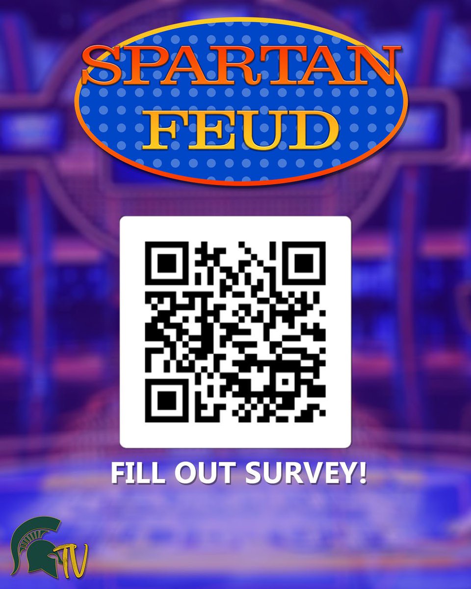 HSSpartanTV's tweet photo. SURVEY SAYS…We need your answers to complete our Survey for our upcoming production of Spartan Feud (MBHS’s version of Family Feud). Use the link below to complete the survey!  https://t.co/nFNIVqv0UU https://t.co/P0YPQKfGMh