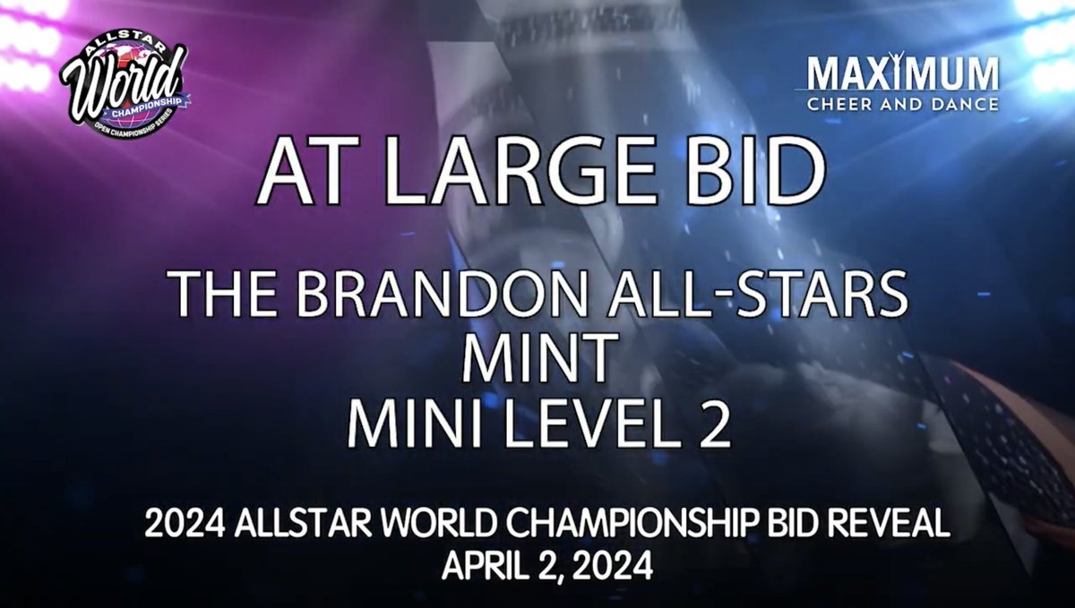 Congratulations to Reign and Mint on receiving bids to the Allstar World Championships! 🤩🅱️🅰️💪 

#BrandonAllstars #BAFamily #BAWC #BrandonStrong #KnowOurName #WhoYouWith #Year5