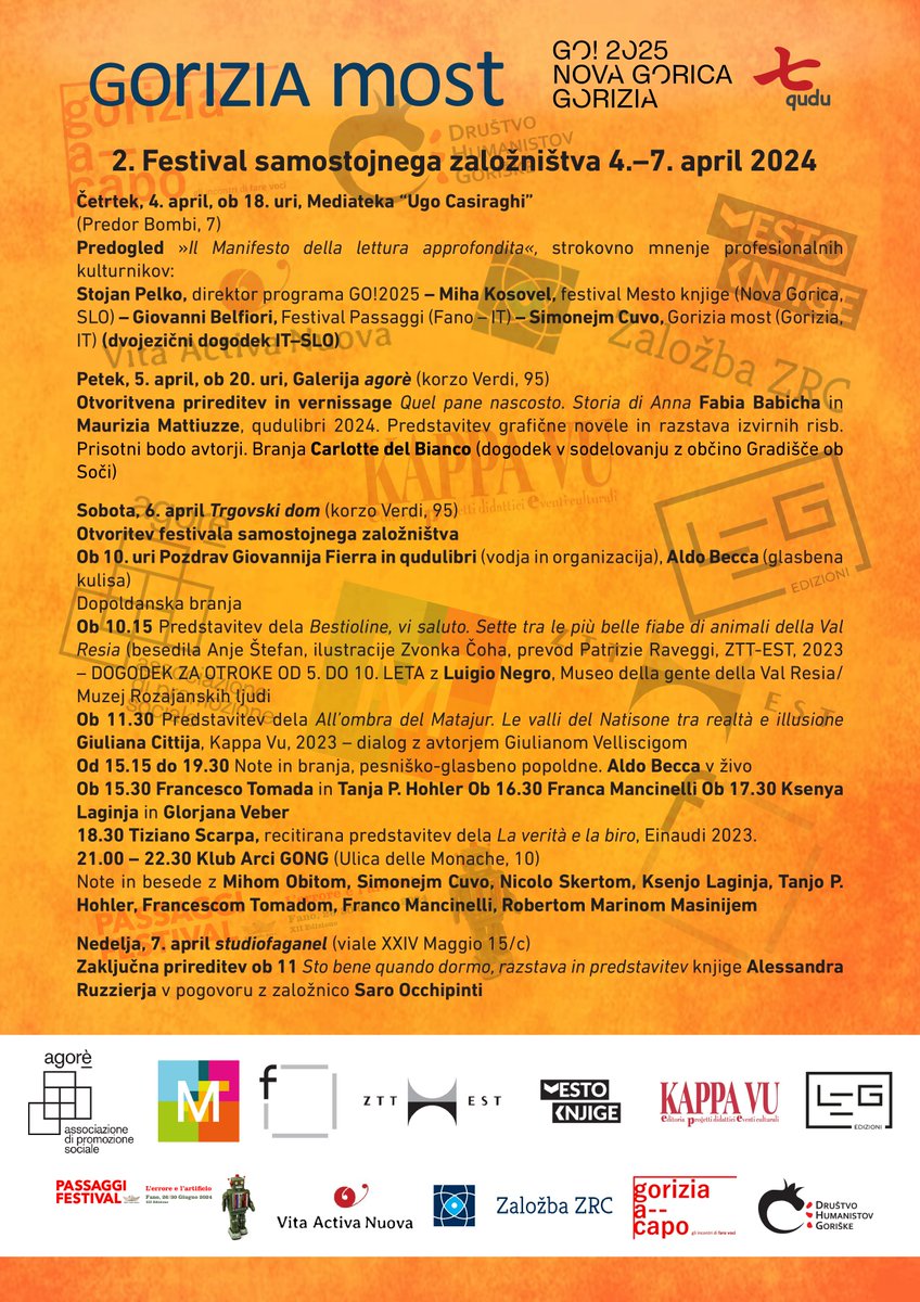 qudulibri's tweet image. Inizia la settimana di #goriziamost, nei luoghi belli della città! Veniteci a trovare e ad ascoltare 💚📚 Grazie a coloro che ospitano i nostri eventi e a coloro che partecipano! Grazie @go_2025 per il supporto costante! Gremo skupaj! 💚
#statecivicini #goborderless #oneyeartogo