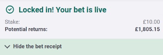 🚨 180/1 LONGSHOT BET BUILDER IS READY!

• £10 returns £1,805
• All backed up with full research
• Won 781/1, 314/1 and 130/1 longshot bet builders recently

SMASH LIKE NOW ♥️ if you want a look.