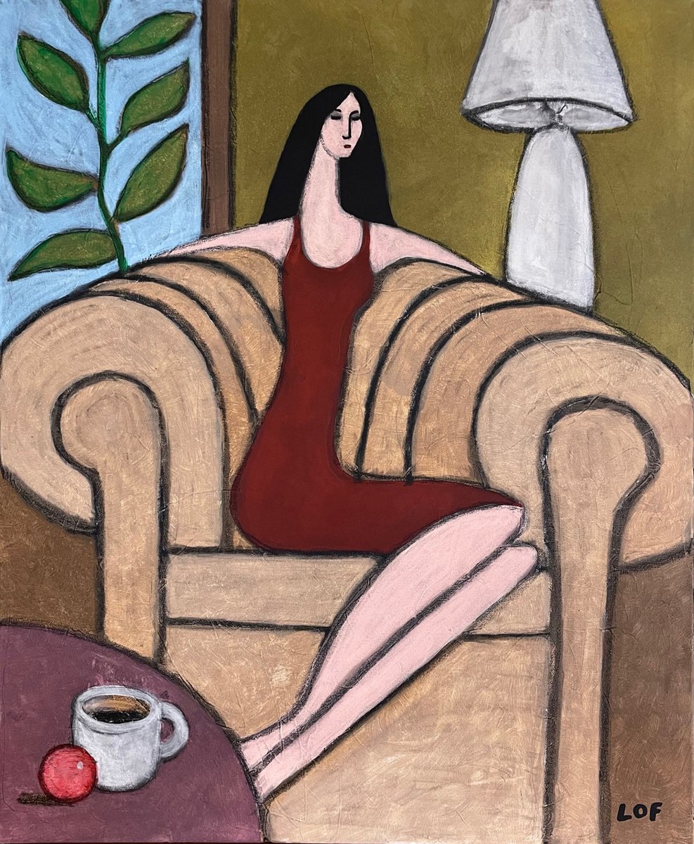 'Woman with Coffee' 24 x 30 in. / art / painting / LOF