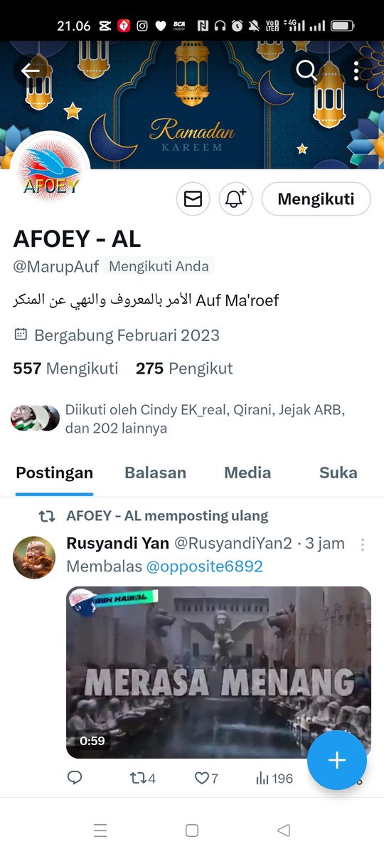 Silahkan follow akun ini 👉 @MarupAuf thanks ya 🤝😇