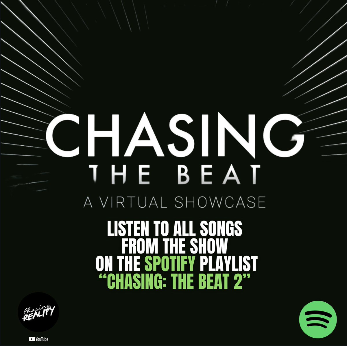 ChasingRLTY's tweet photo. Chasing The Beat 2 is OUT! Watch it now on our YouTube Channel. Listen to all the songs from the virtual showcase available on Spotify: https://t.co/cTMkGUYlSo
---
#ChasingReality | #ChasingTheBeat https://t.co/cTINh85ldW