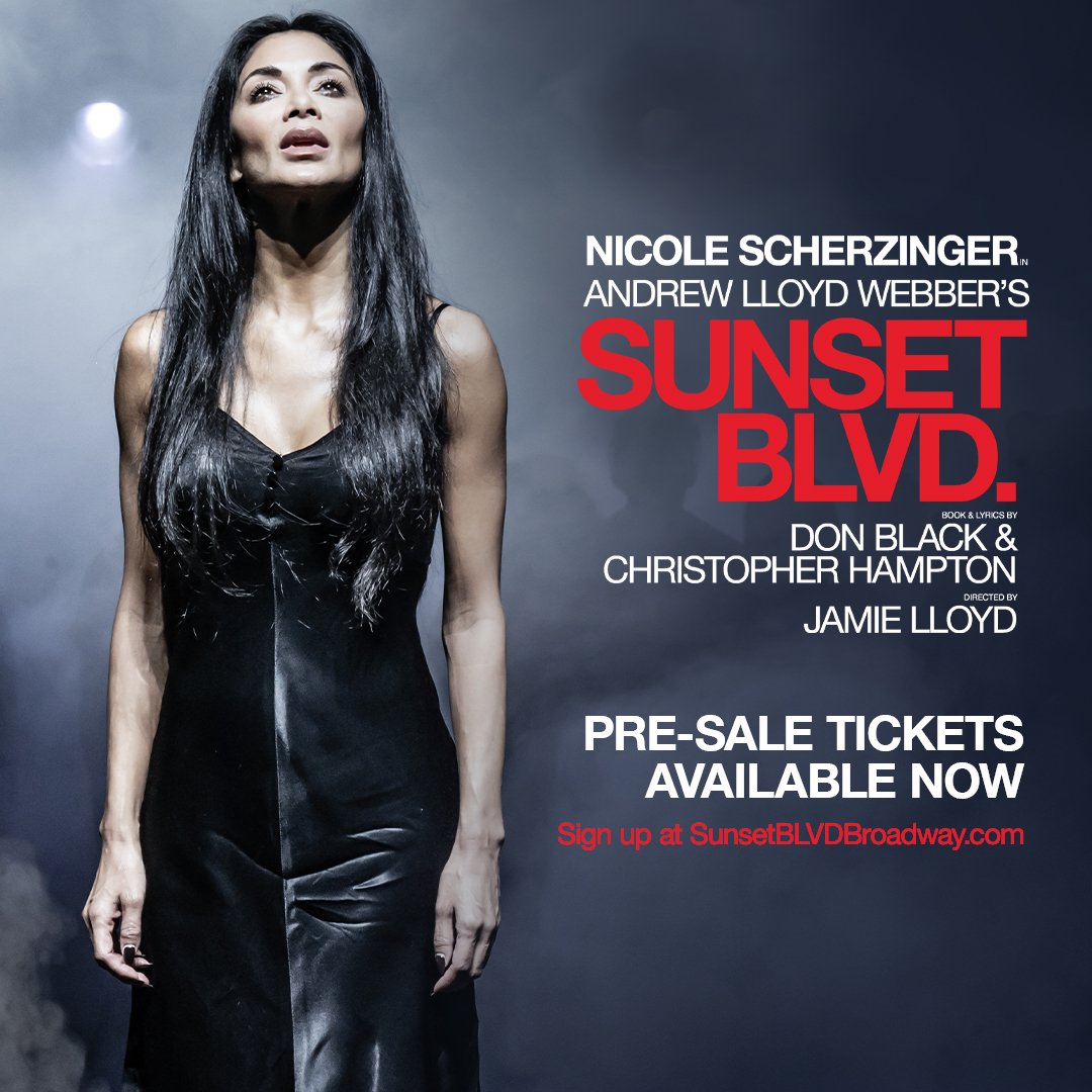 Pre-sale begins now for Andrew Lloyd Webber’s #SunsetBlvd, reimagined by visionary director Jamie Lloyd. Broadway performances from September 28 starring Nicole Scherzinger, Tom Francis, Grace Hodgett-Young and David Thaxton. Get access at sunsetblvdbroadway.com.