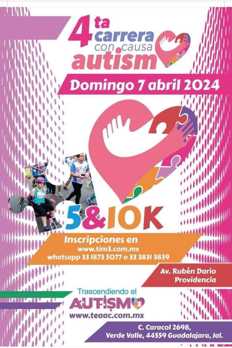 Runners de Guadalajara 🚨🔊 Este domingo 7 de abril habrá una carrera con causa a favor de niños con espectro autista!!! 💙💙💙 Ojalá puedan apoyar participando y dando RT ✨🙌🏻 muchas gracias 😘 Info 👇🏻 tim3.com.mx/evento/4taTEA