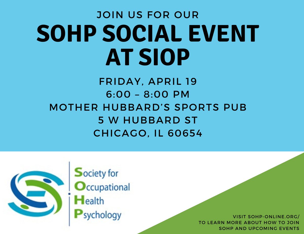 Calling all OHP enthusiasts who will be attending SIOP's Annual Conference! Join us on Friday, April 19th from 6-8pm at the legendary Mother Hubbard's Sports Pub, conveniently located at 5 W Hubbard St Chicago, IL 60654, and just a half mile away from the Hyatt Regency.