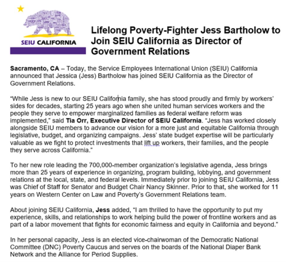 Members of the #CaLeg community received this email statement yesterday. 

Really appreciated all of the excitement and well wishes received throughout the day. Let’s do this! <a href="/seiucalifornia/">SEIU California</a>