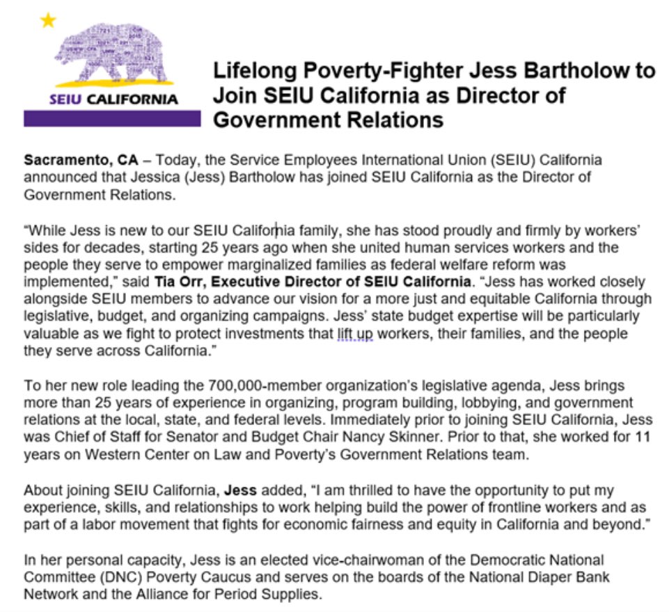 Members of the #CaLeg community received this email statement yesterday. Really appreciated all of the excitement and well wishes received throughout the day. Let’s do this! @seiucalifornia
