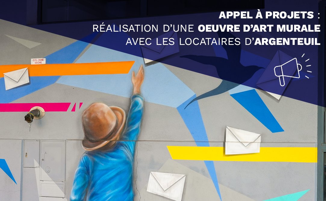 #AppelAProjets auprès d’artistes ou de collectifs pour la réalisation d’une grande œuvre d’art murale sur le mur de la résidence @PosteHabitat à @VilleArgenteuil 📢 Le projet sera réalisé en lien avec les locataires 🎨 Pour en savoir + 👉 argenteuil.fr/fr/actualites/…