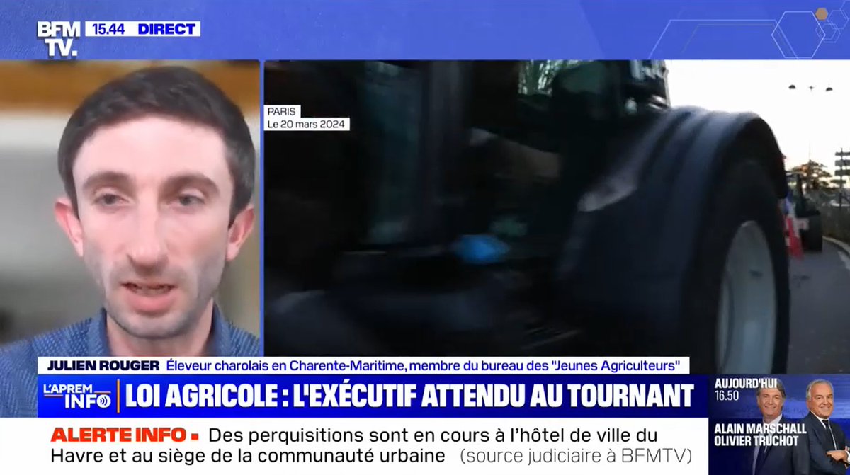 'Ce txt est centré sur les questions de l'installation/transmission, pour répondre au défi démographique en agriculture Les questions liées au revenu doivent être traitées avec EGAlim 4 Nous restons donc attentifs aux prochains chantiers à venir' #PLOA @Julien_ROUGER_ sur @BFMTV