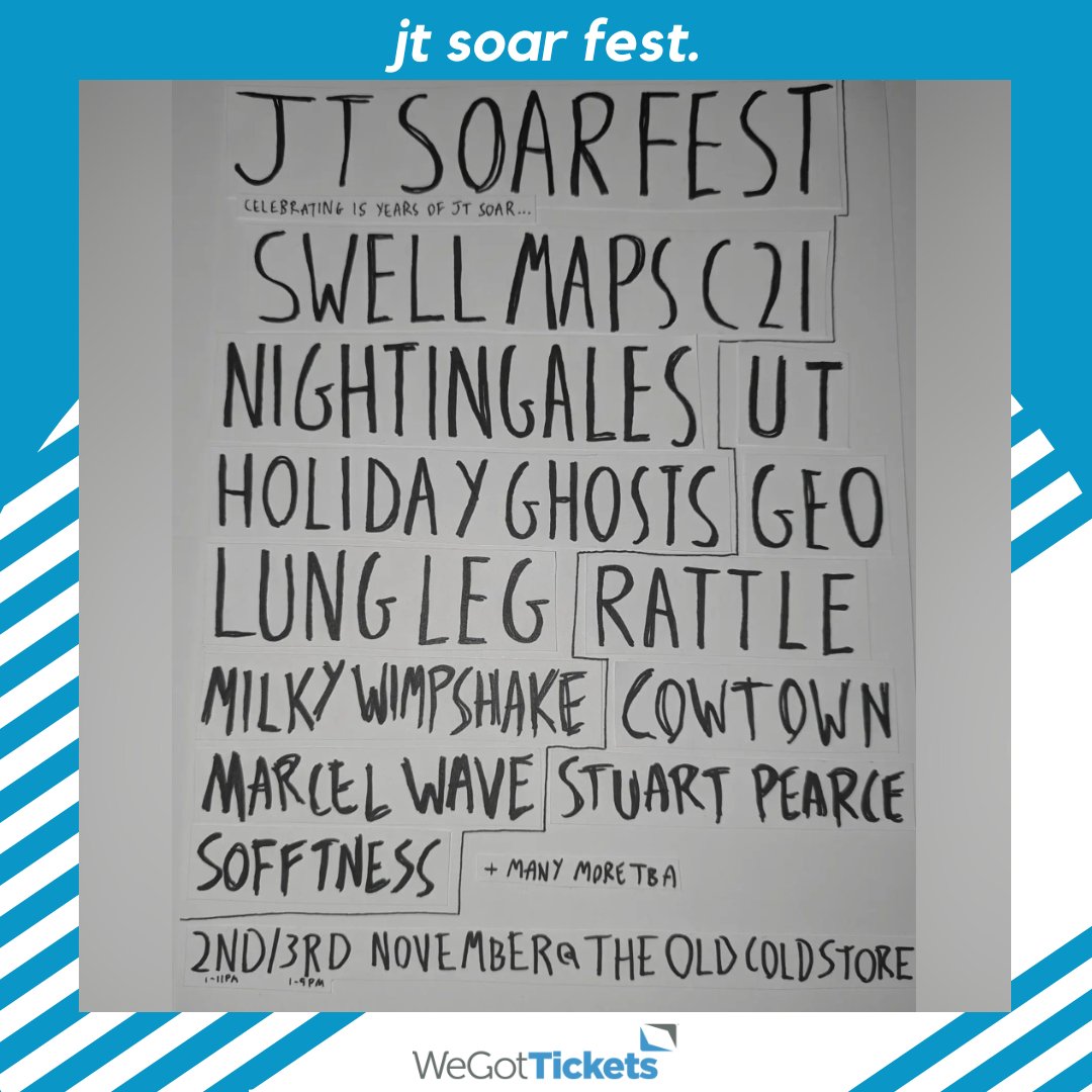 Legendary Nottingham DIY venue and music space @JTSoar celebrate 15 years with two days of excellent music at The Old Cold Store this November. Featuring Swell Maps C21, @_Nightingales, @ghosts_holiday, @lunglegband and more. 💙 🎟️ wegottickets.com/af/586/f/13353