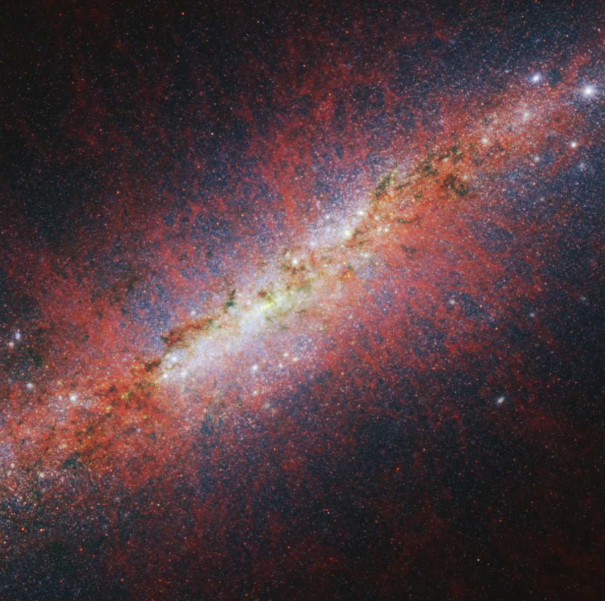 A team of researchers led by @UMDAstronomy's Alberto Bolatto used @NASAWebb to study galaxy M82 in 'beautiful, new detail.' For the first time, images show all of the bumps and wiggles in M82's galactic wind, as well as individual stars and star clusters. go.umd.edu/m82