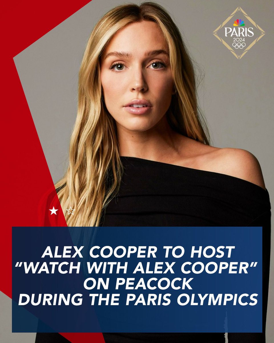 Alex Cooper will be at the Paris Olympic Games this summer to host Watch with Alex Cooper, a series of live interactive watch parties streaming on Peacock.
