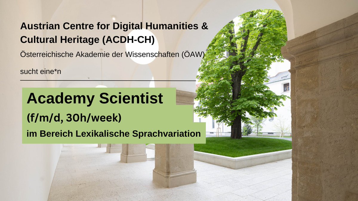 🔔 Stellenangebot die Forschungsabteilung #Sprachwissenschaft des @ACDH_OeAW sucht eine*n Academy Scientist im Bereich Lexikalische Sprachvariation für das 'Wörterbuch der bairischen Mundarten in Österreich' #WBÖ 👉 oeaw.ac.at/acdh/team/open… Bewerbungsfrist: 15. April