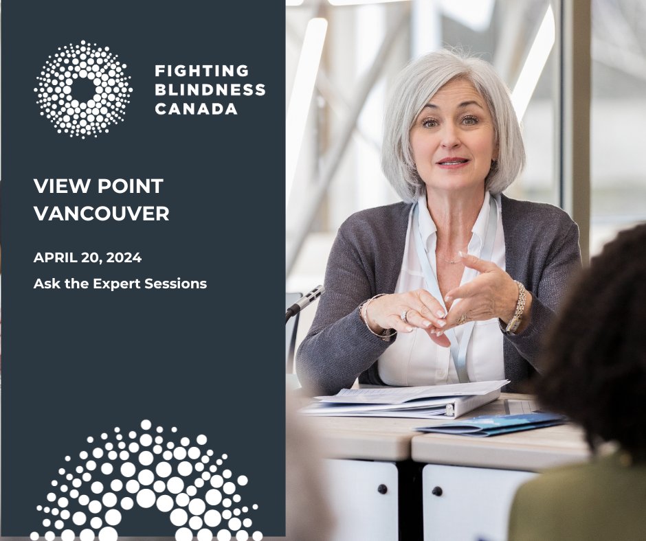 Have questions about age-related macular degeneration and inherited retinal diseases? Join us on April 20, 2024 for Ask the Expert sessions. Register today: fightingblindness.ca/viewpoint/