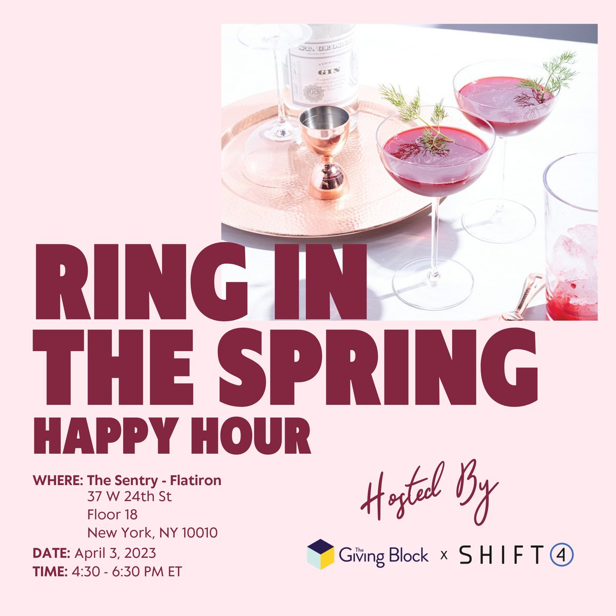 Don't miss out! 🎉 Join @TheGivingBlock & @Shift4 for an unforgettable Happy Hour this evening at The Sentry - Flatiron, NYC. Network with the finest in the nonprofit, crypto, and Web3 spaces. If you are attending #NFTNYC or local, come network with the finest in the crypto,…