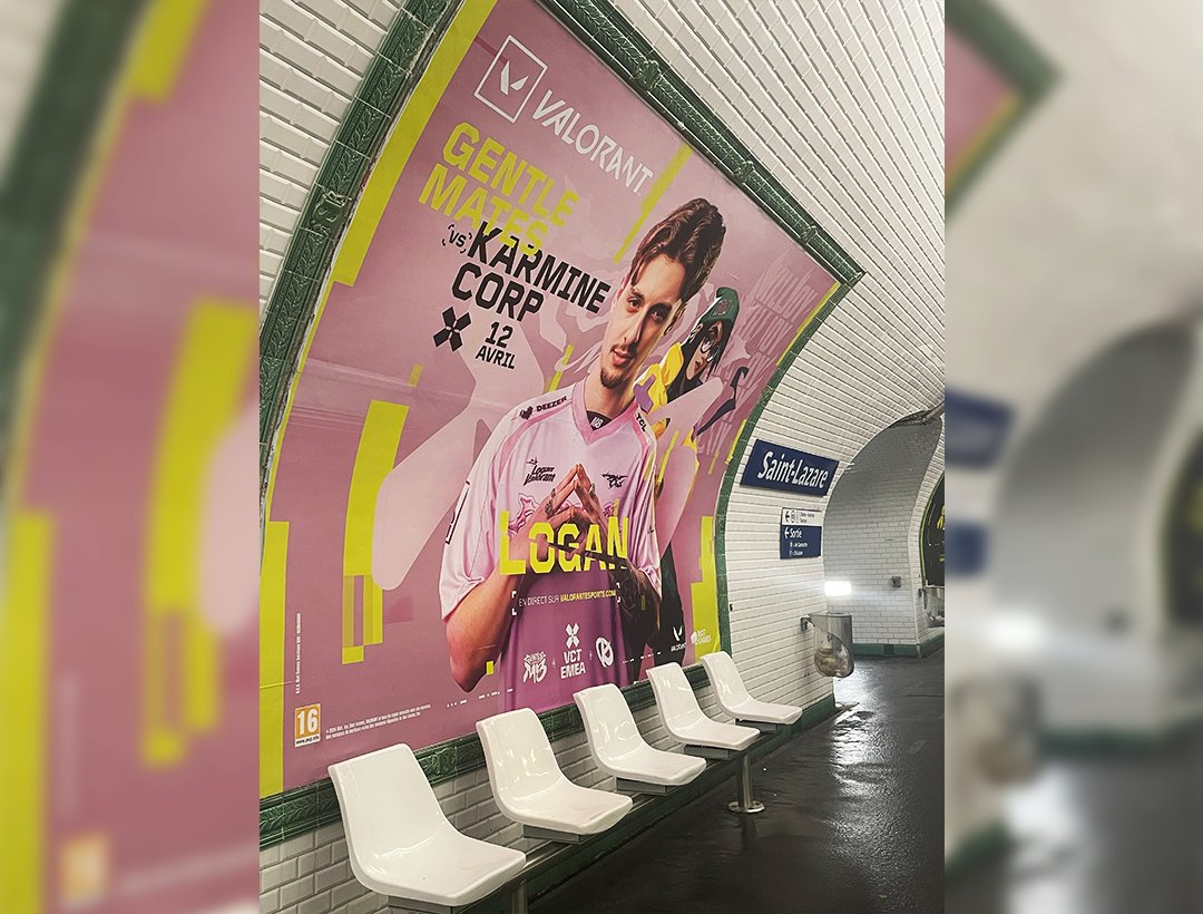 La @karminecorp vs @gentlemates, c’est le 12 avril lors des #VCTEMEA ! Pour l’occasion, vous pouvez retrouver à Saint-Lazare des affichages de votre équipe préférée dès aujourd'hui 💪