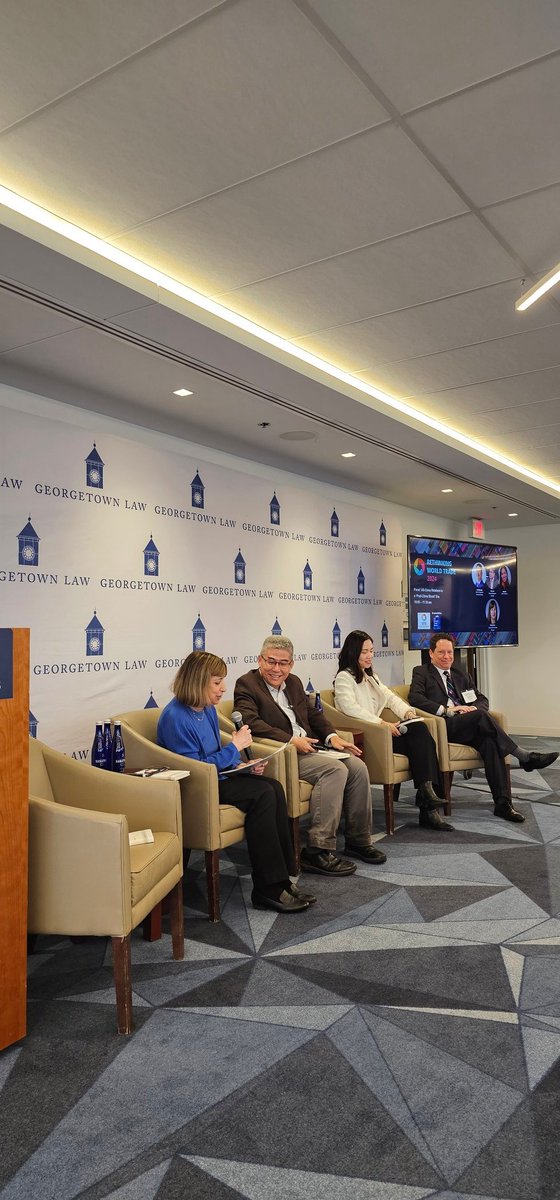 Delighted to be at @CitdGeorgetown's Rethinking World Trade 2024 conference, with great speakers incl. @henrysgao, @wendyscutler, Scott Kennedy, and Huan Zhu. With @J_A_Hillman & @katrin_kuhlmann.