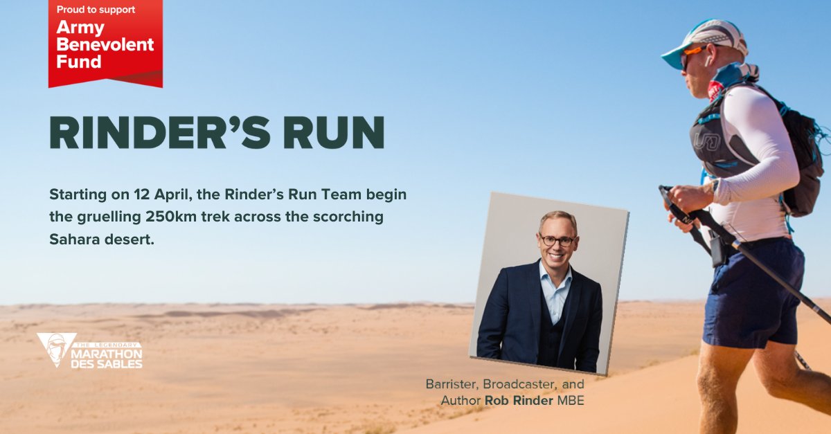 The Rinder’s Run Team is all set to run the world’s toughest footrace, a gruelling 250km trek across the scorching Sahara desert in only 6 days, starting on 12 April. justgiving.com/campaign/rinde…