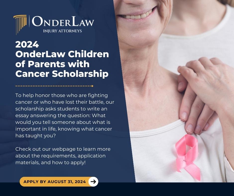 At OnderLaw, we often see the hardship cancer brings upon families. Our goal is that this scholarship will help mitigate some of the financial stress for a student to allow them to focus on their family and studies.

To apply please visit our website: lnkd.in/gEUQqVDm