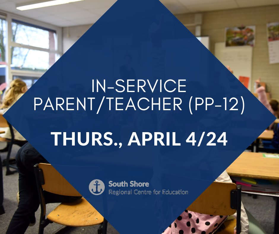 A reminder there are no classes for students tomorrow, April 4/24 due to an in-service and parent-teacher for all PP-12 students.