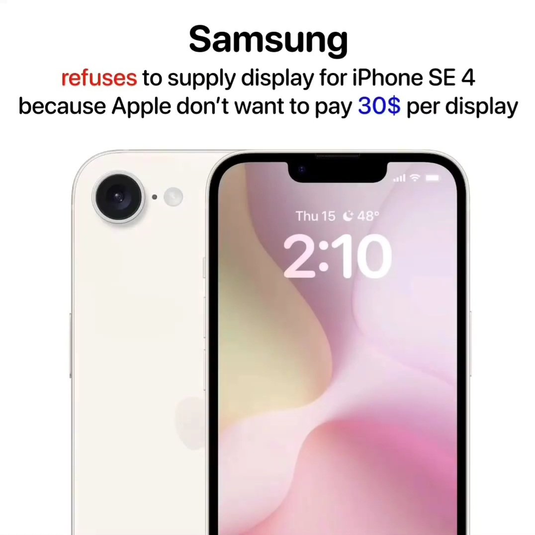 Apple can't afford SAMSUNG ! 😂

Samsung refuses to supply displays for iPhone SE4 !

That's because the Apple don't want to pay Apple just 30$ per display. 

Means That's  hilarious 🤣

Those who cry for source : sammobile.com/news/samsung-r….