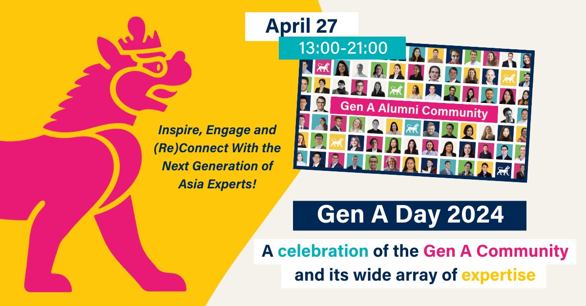 Join us on April 27 for the Gen A Day, celebrating the expertise of the Gen A Alumni! 🎉 At the event, among other festivities, some Alumni will take the stage to discuss big issues of our time in Asia: demography, culture shock, and sustainability. #GenA asiasociety.org/node/42545/eve…