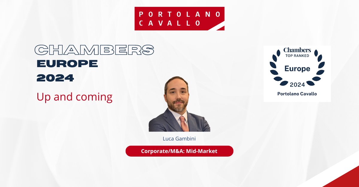 🏆CHAMBERS EUROPE 2024 Chambers & Partners ranked our partner Luca Gambini as an “Up-and-Coming” practitioner in the #Corporate/M&A: Mid-Market practice. 👉 Read more: portolano.it/en/the-firm/re… #MergersAndAquisitions #Mergers #Acquisitions #Chambers2024 @ChambersGuides