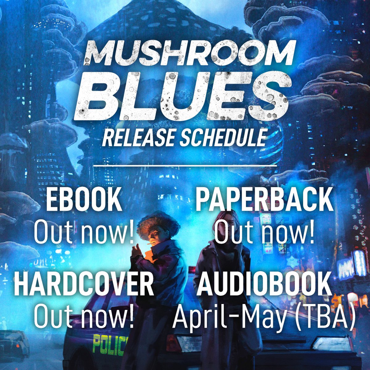 My debut novel #MushroomBlues is OUT NOW in paperback/hardcover/eBook! Check it out if you like: 🍄 Fungi 🔎 Police procedurals 🏃‍♂️ Fast pacing 👁️ Psychedelics 😱 Body horror Paperback: amzn.to/3VoOBNF Hardcover: amzn.to/3vs5nAO eBook/KU: a.co/d/fIKaQ9q