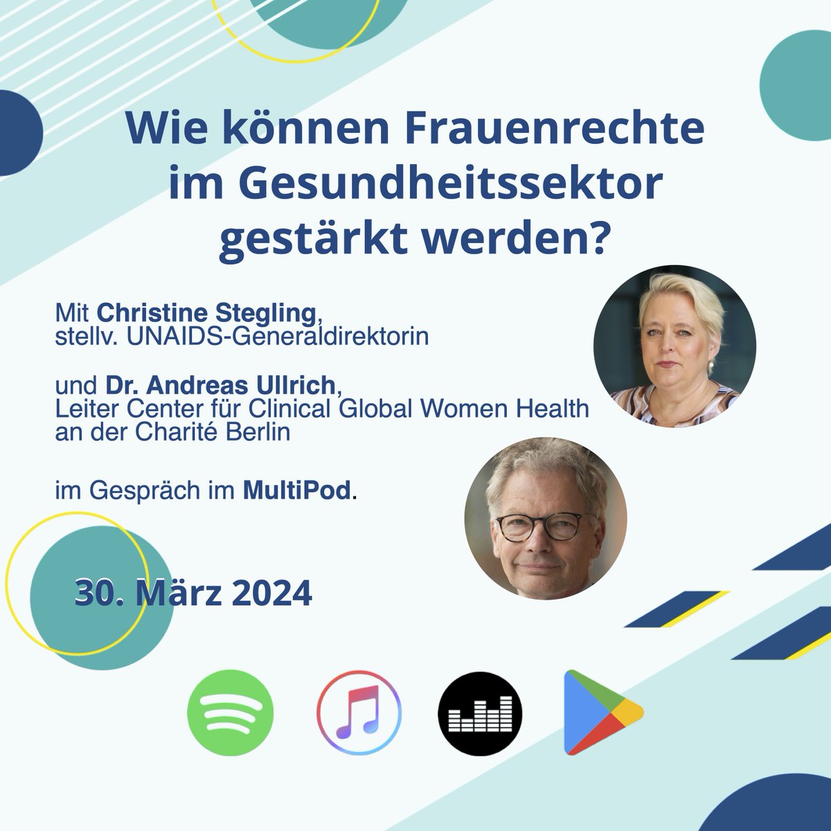 Neuer Podcast @KASonline: Wir diskutieren im #KASMultipod die Stärkung von Frauenrechten im Gesundheitssektor. Christine Stegling @SteglingC von @UNAIDS und Dr. Andreas Ullrich von @ChariteBerlin teilen ihre Einblicke. Jetzt reinhören! #FrauenGesundheit👉rb.gy/ilqyp7