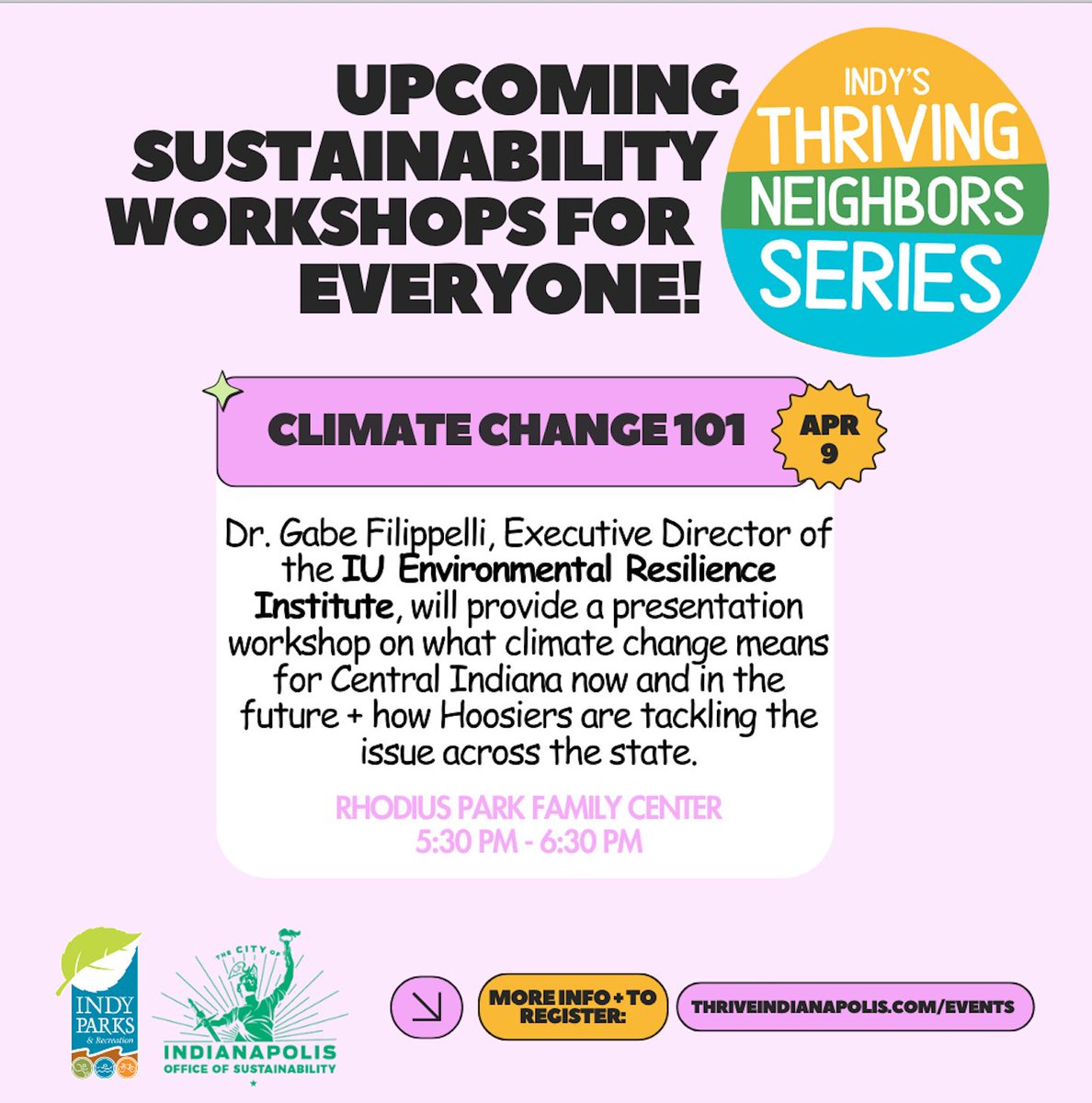 Dr. Gabriel Filippelli (@gabefilippelli) on Twitter photo Indy area folks--come learn about climate change in Indiana and beyond from yours truly next Tuesday afternoon!
We will be talking about problems AND solutions (there are many, by the way)
<a href="/Prepared4Change/">IU Environmental Resilience Institute</a> <a href="/IUImpact/">Indiana University Research</a> @IUPUI Indy area folks--come learn about climate change in Indiana and beyond from yours truly next Tuesday afternoon!
We will be talking about problems AND solutions (there are many, by the way)
<a href="/Prepared4Change/">IU Environmental Resilience Institute</a> <a href="/IUImpact/">Indiana University Research</a> @IUPUI