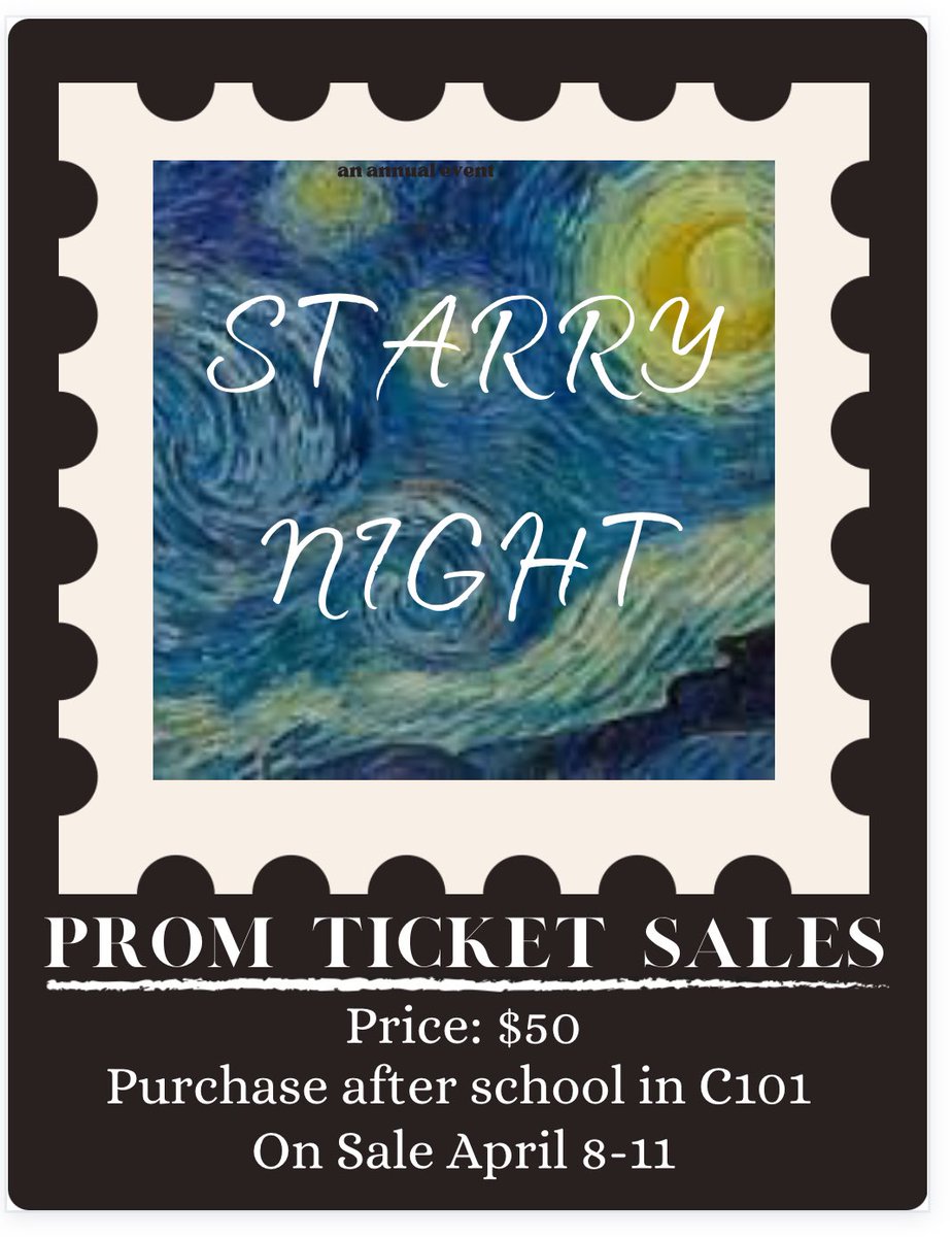 SCHSFoodie's tweet photo. PROM tickets will be on sale next week!! Tell all your friends! https://t.co/TMwVpCzIXQ