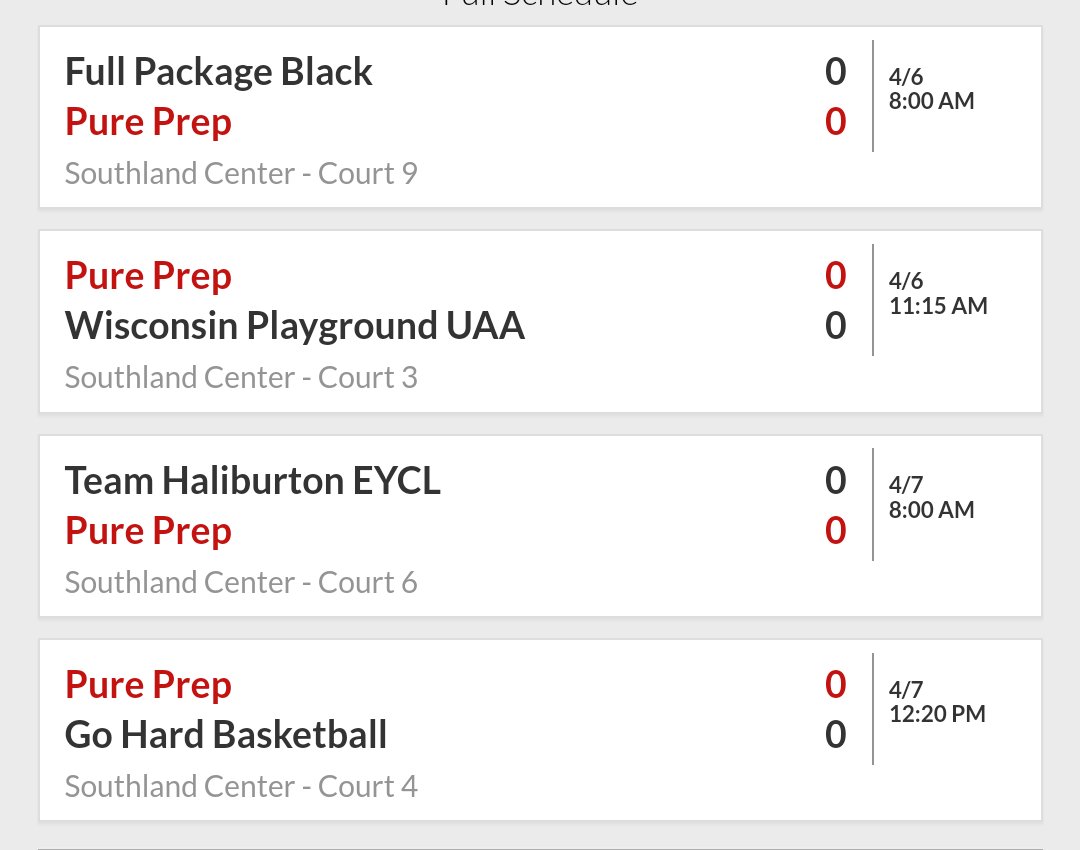 15U Roster 💥
 Schedule for this weekend in Chicago