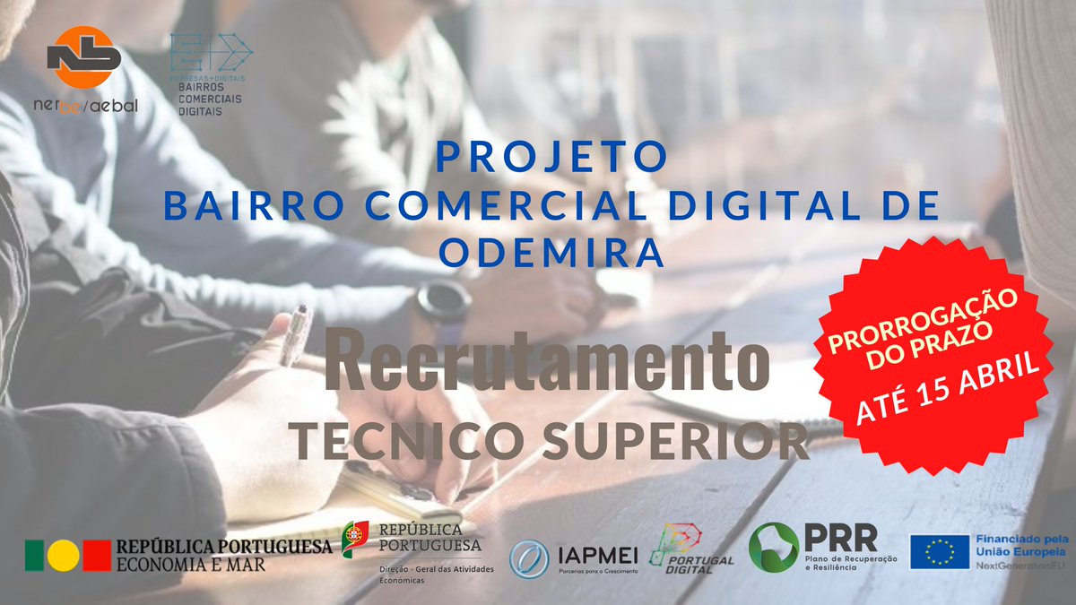 nerbeaebal's tweet photo. PRORROGAÇÃO DO PRAZO 🚨 15 ABRIL
Concurso | Gestor de Bairro Comercial Digital de Odemira
Mais informações 🚨 👇 🚨 👇
https://t.co/hOwO3gZW8e
#NERBE #nerbeaebal #baixoalentejo #odemira #BairrosComerciaisDigitais
#cmodemira https://t.co/Jzfedwrt7u