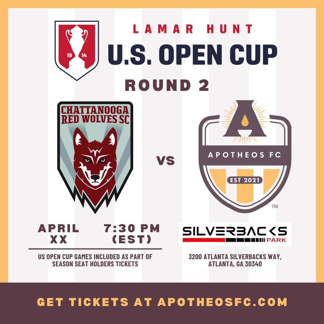 ApotheosFC's tweet photo. IT'S GAMEDAY EVERYONE!!!! 🟡🟤

Round 2 of @opencup TONIGHT! 

📍 Silverbacks Park
⏰ 7:30 PM EST
🆚 @ChattRedWolves https://t.co/eYzm86RVmA