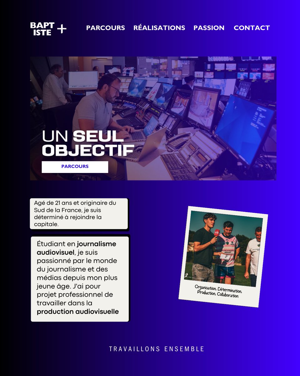 bcurbaille11's tweet photo. 🎬 Candidature pour une Alternance au sein du Groupe TF1 🔵  :

Dans le cadre d'un Master en production audiovisuelle, je vous présente aujourd'hui la maquette de mon site "Baptiste +" que j'ai réalisé pour ma candidature au sein de TF1. 💼 https://t.co/ki09OKRH9M