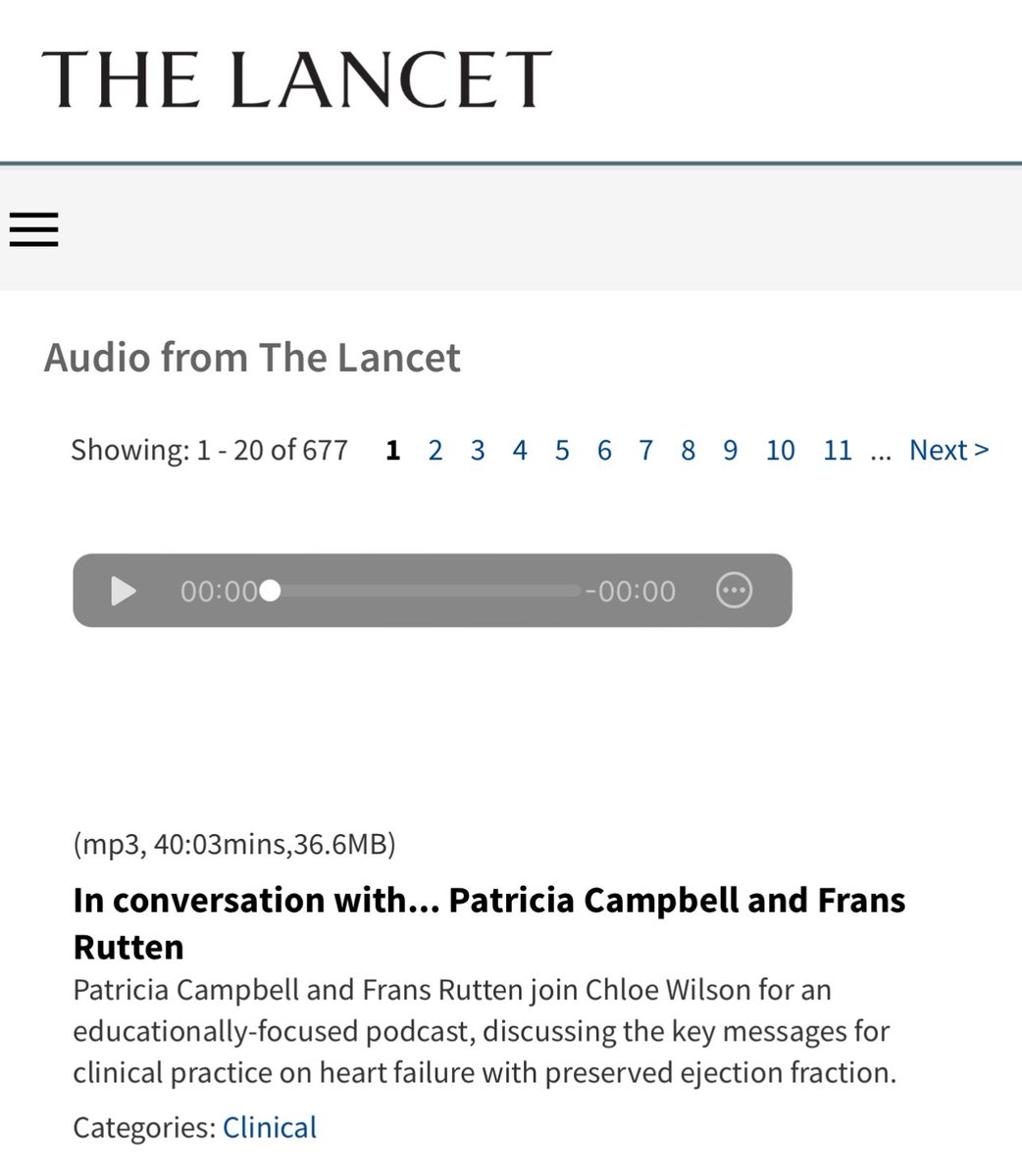 The Lancet podcast is out! Easily digestible bite-size answers to commonly asked questions about our paper HFpEF - everything the clinician needs to know. Check out myself and co-author Frans Rutten on thelancet.com/lancet/audio