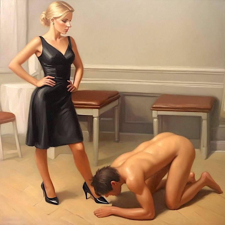 Offering unquestioned obedience and submission to his superior.