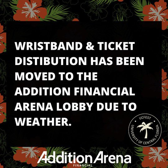 📣📣📣 UCFEST Comedy Knight ticketing and wristband distribution has moved to the Arena lobby due to incoming weather!!