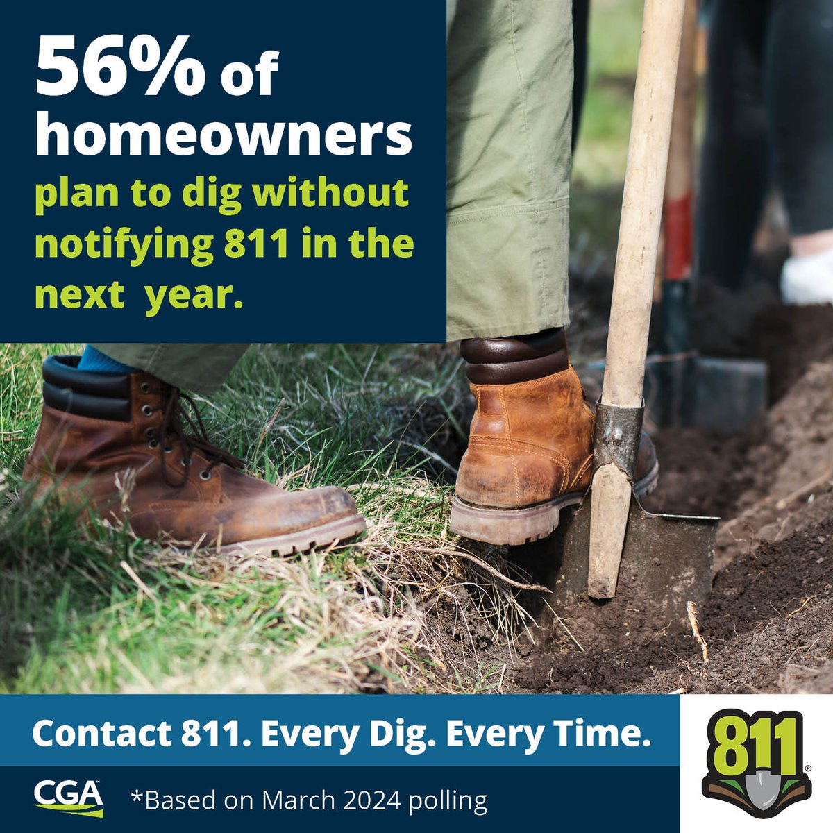 Yes, the Dig Safe law includes property owners, too. digsafe.com or 811 for all projects that require you to move the earth! #SafeDiggingMonth #NSDM @CGAConnect